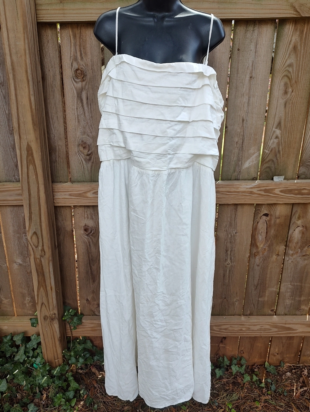 🏵️ Gap White Linen Blend Casual Adjustable Straps Midi Dress NWT Sz XXL Tall